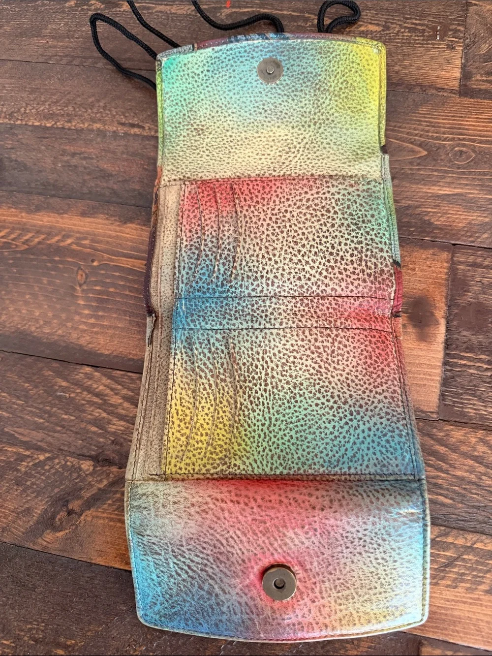 🎨 Anuschka Hand-Painted Leather Convertible 3-Way Tri-Fold Wallet 🎨 crossbody